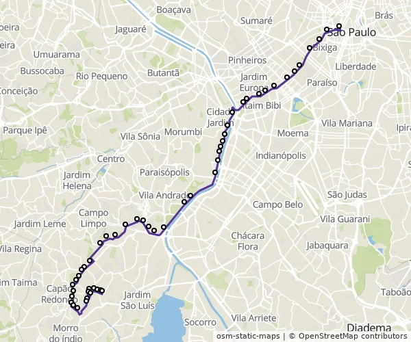 Mapa do itinerário da linha