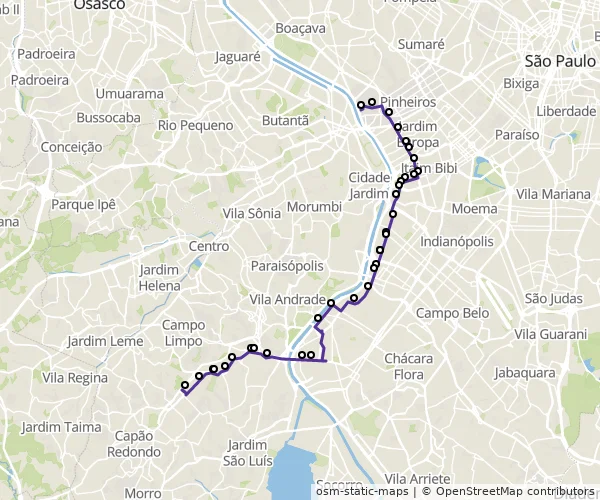 Mapa do itinerário da linha