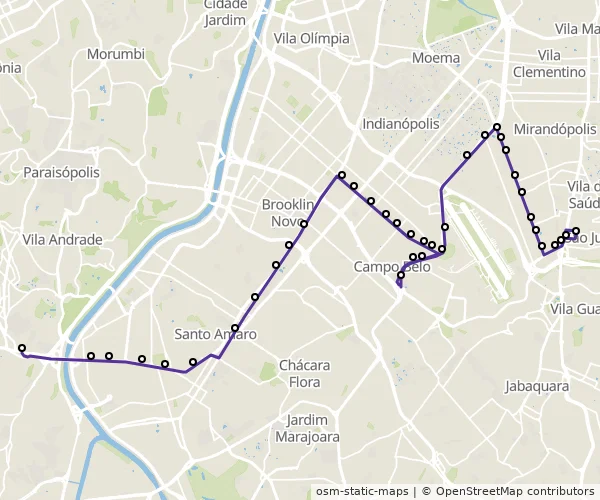 Mapa do itinerário da linha