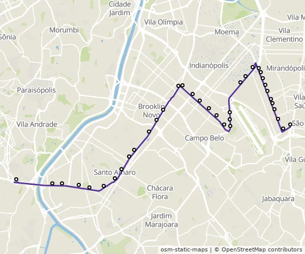 Mapa do itinerário da linha