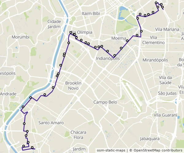 Mapa do itinerário da linha