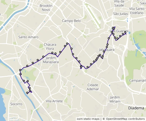 Mapa do itinerário da linha