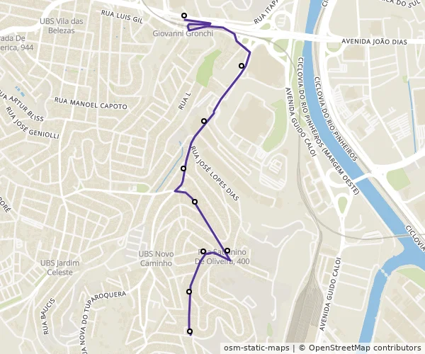 Mapa do itinerário da linha