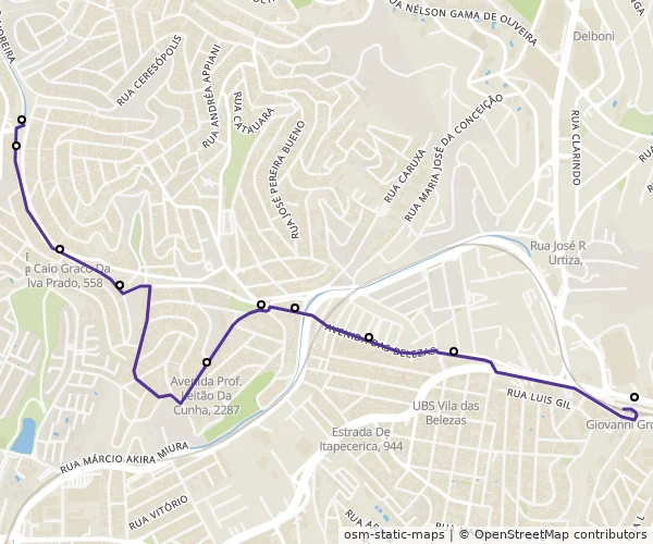 Mapa do itinerário da linha