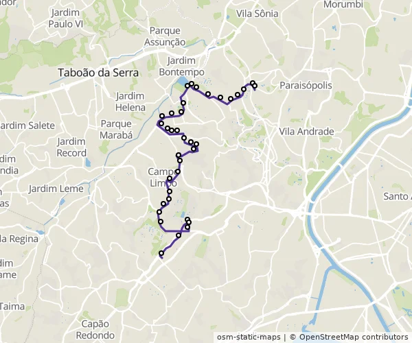 Mapa do itinerário da linha
