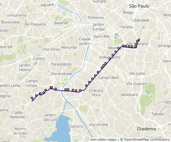 Mapa do itinerário da linha