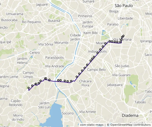 Mapa do itinerário da linha