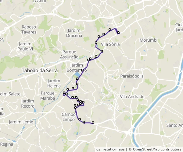 Mapa do itinerário da linha