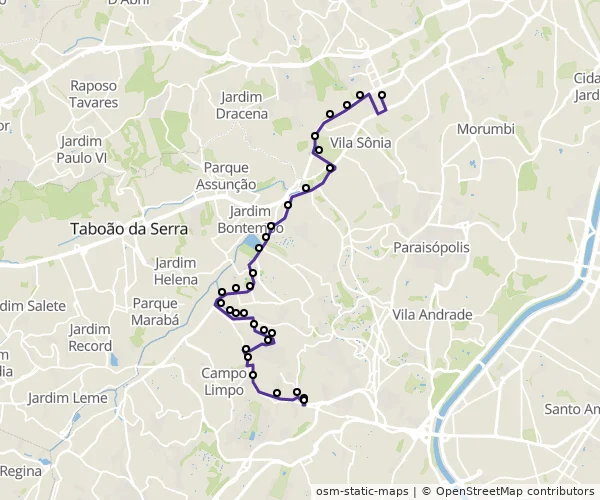 Mapa do itinerário da linha