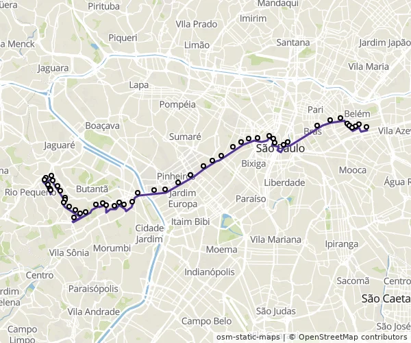 Mapa do itinerário da linha