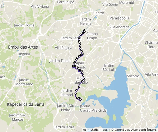 Mapa do itinerário da linha