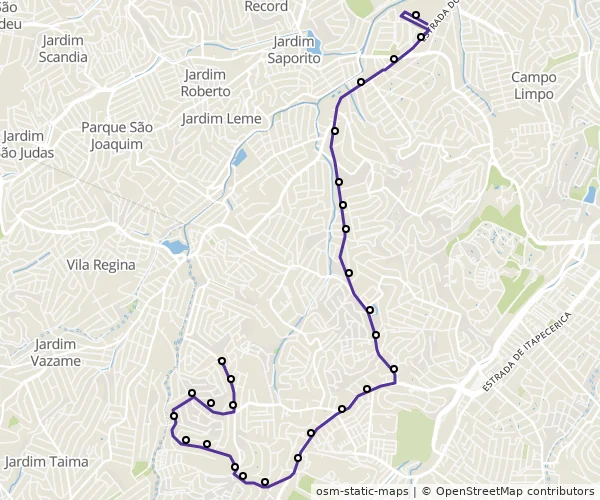 Mapa do itinerário da linha
