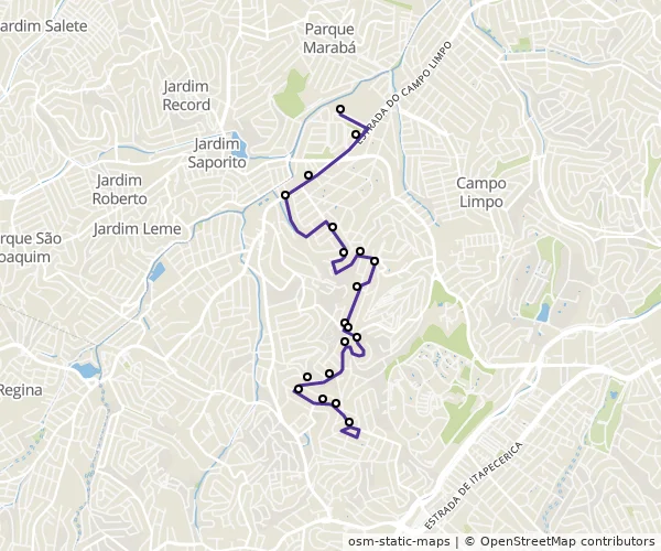 Mapa do itinerário da linha