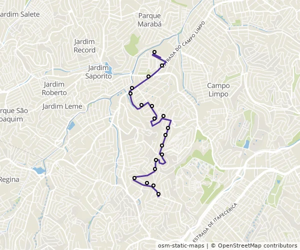 Mapa do itinerário da linha
