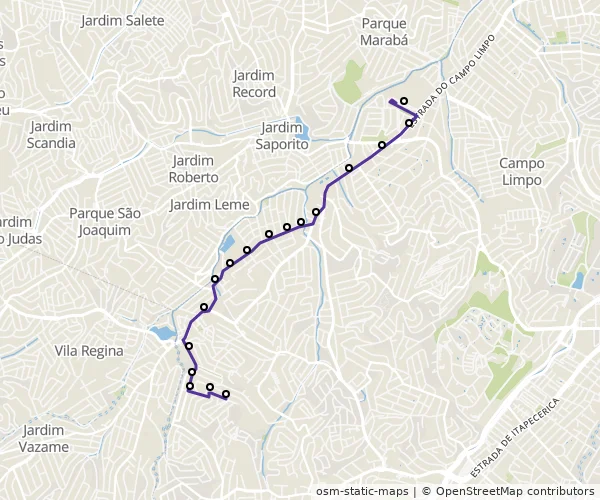 Mapa do itinerário da linha