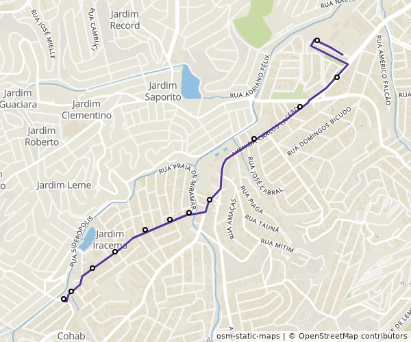 Mapa do itinerário da linha