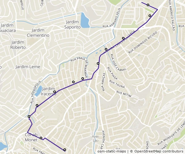 Mapa do itinerário da linha