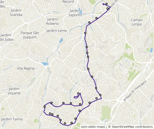 Mapa do itinerário da linha