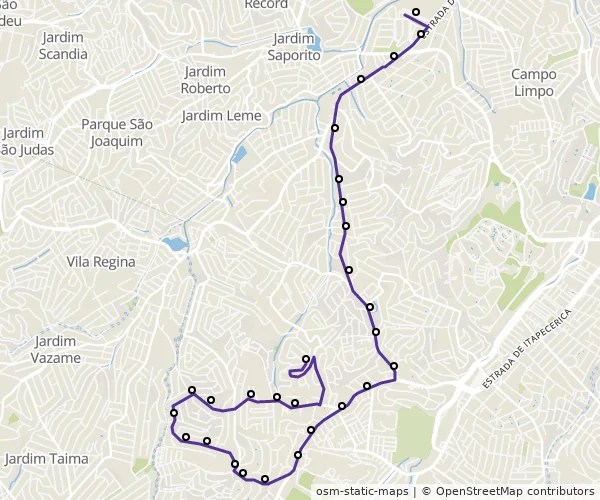 Mapa do itinerário da linha