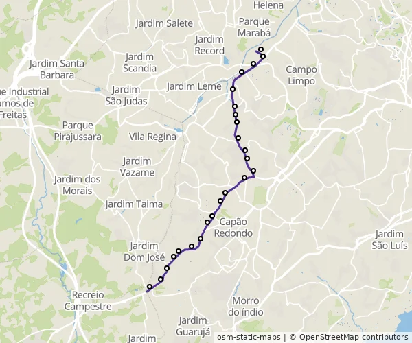 Mapa do itinerário da linha