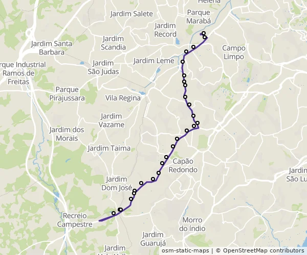 Mapa do itinerário da linha