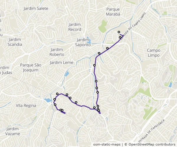Mapa do itinerário da linha