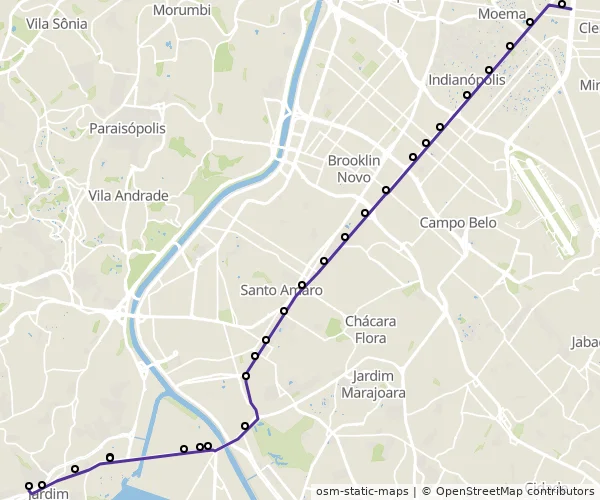 Mapa do itinerário da linha