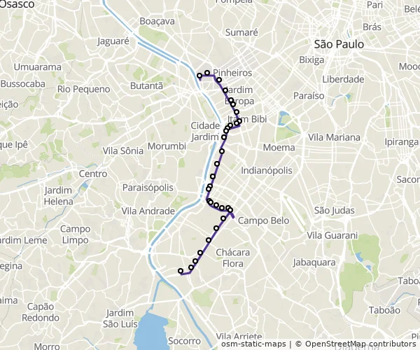 Mapa do itinerário da linha