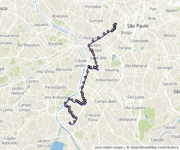 Mapa do itinerário da linha