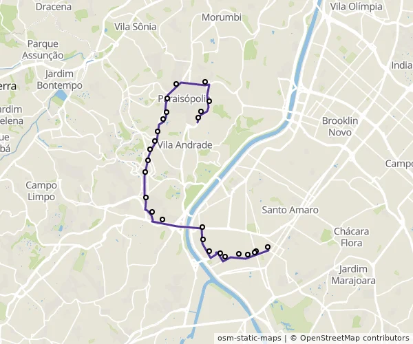Mapa do itinerário da linha