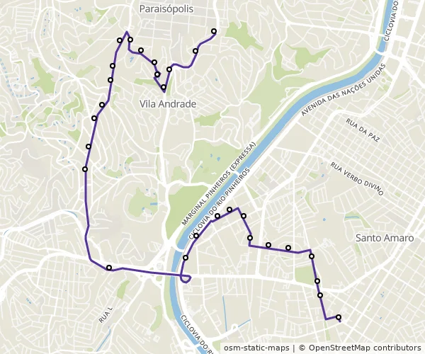 Mapa do itinerário da linha