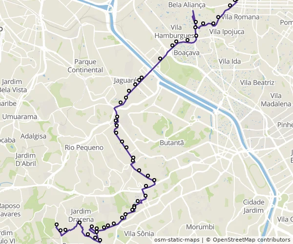 Mapa do itinerário da linha