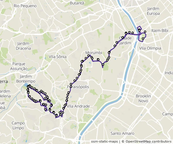 Mapa do itinerário da linha