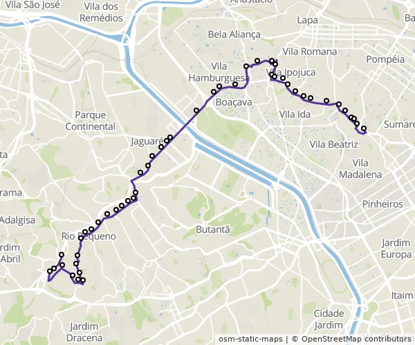 Mapa do itinerário da linha