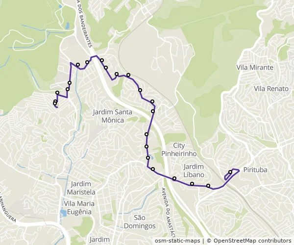 Mapa do itinerário da linha