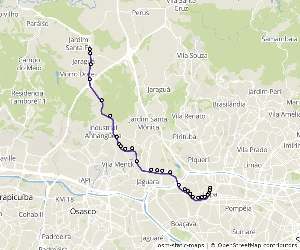 Mapa do itinerário da linha