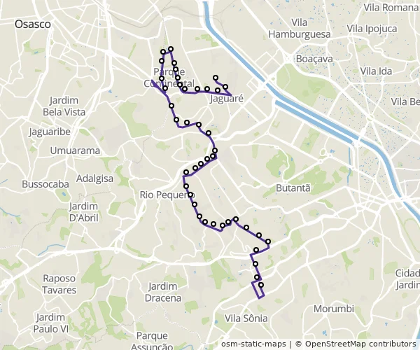 Mapa do itinerário da linha