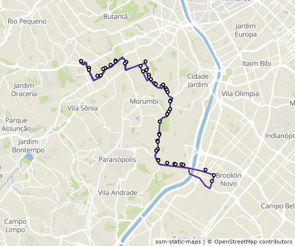 Mapa do itinerário da linha