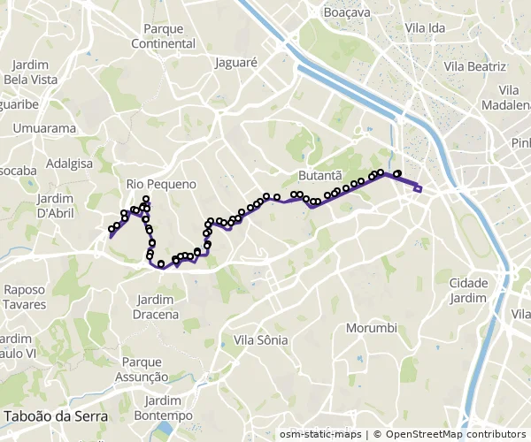 Mapa do itinerário da linha