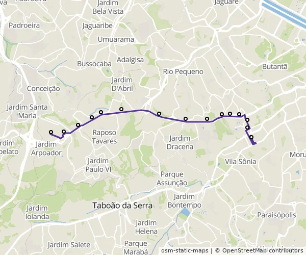 Mapa do itinerário da linha