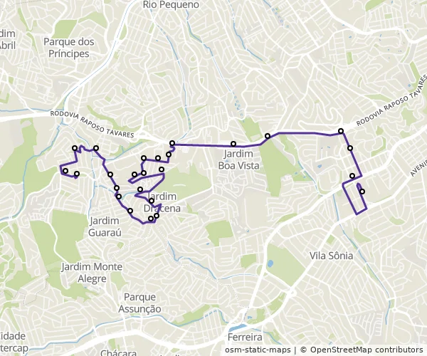 Mapa do itinerário da linha