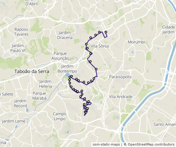 Mapa do itinerário da linha