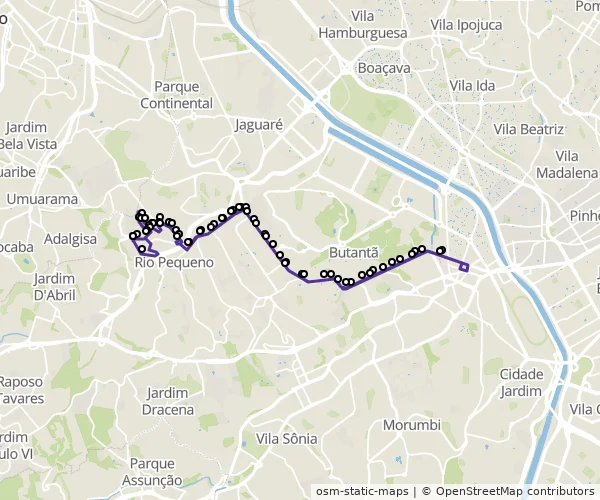 Mapa do itinerário da linha