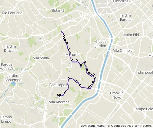 Mapa do itinerário da linha