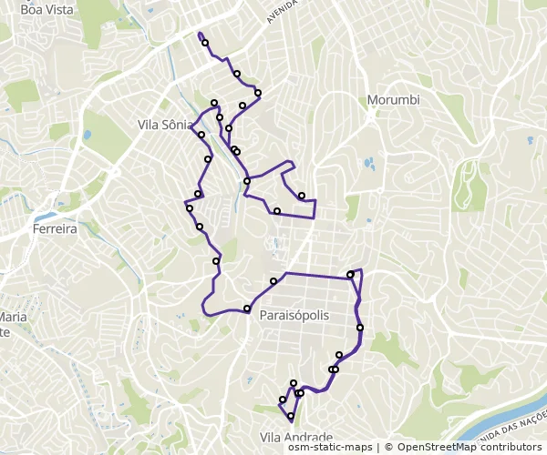 Mapa do itinerário da linha