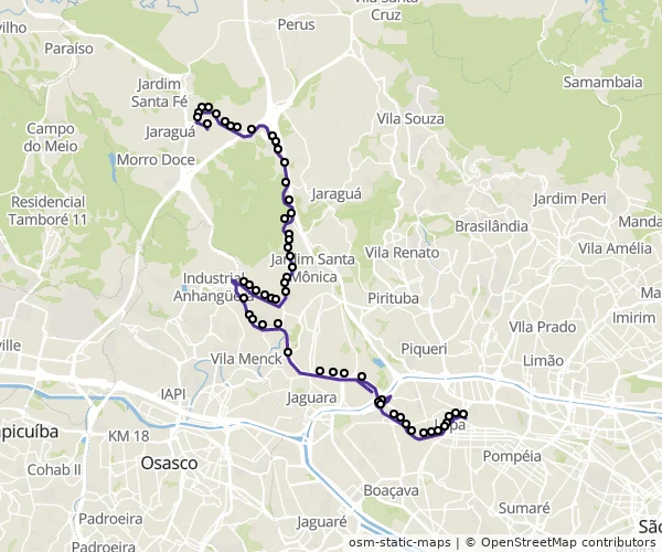 Mapa do itinerário da linha