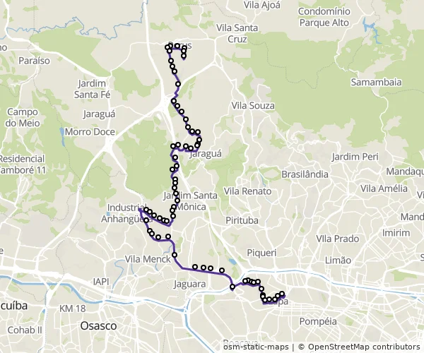 Mapa do itinerário da linha