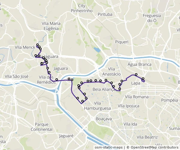 Mapa do itinerário da linha