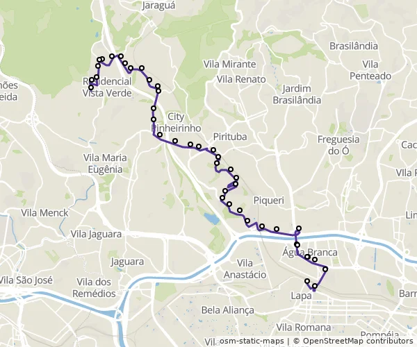 Mapa do itinerário da linha