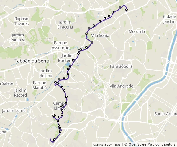 Mapa do itinerário da linha